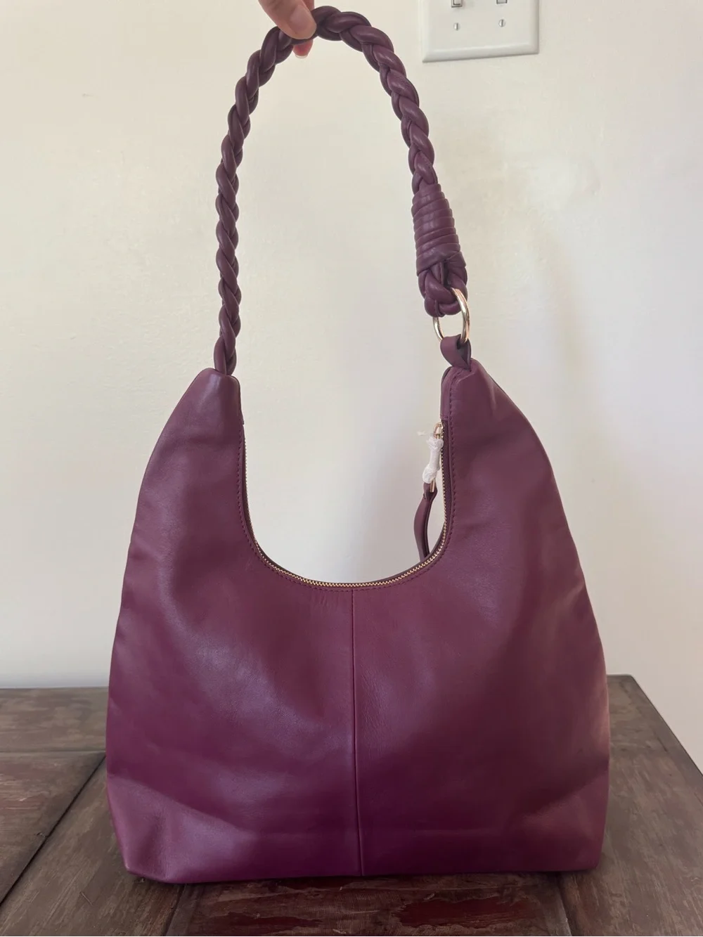 Coldwater Creek Wandering Thyme‎ maroon leather hobo floral embroidered bag